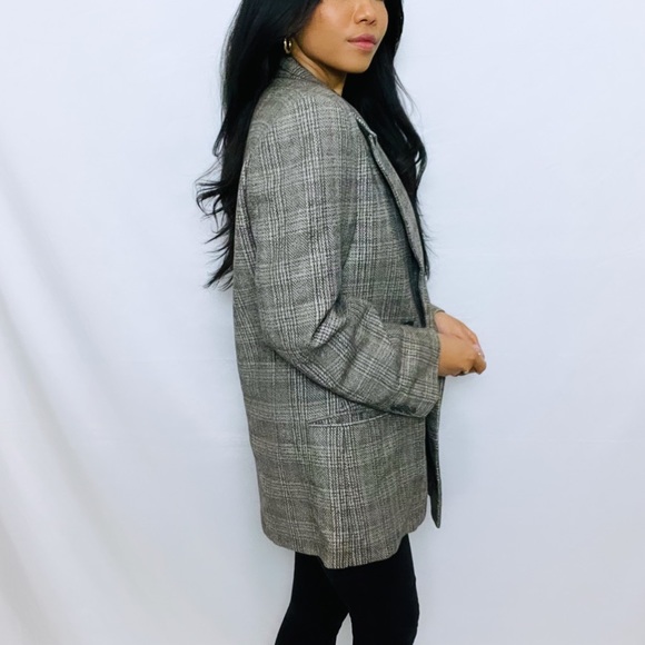 Giorgio Armani | Brown Checkered Oversized Double Breast Dad Blazer - Picture 9 of 13